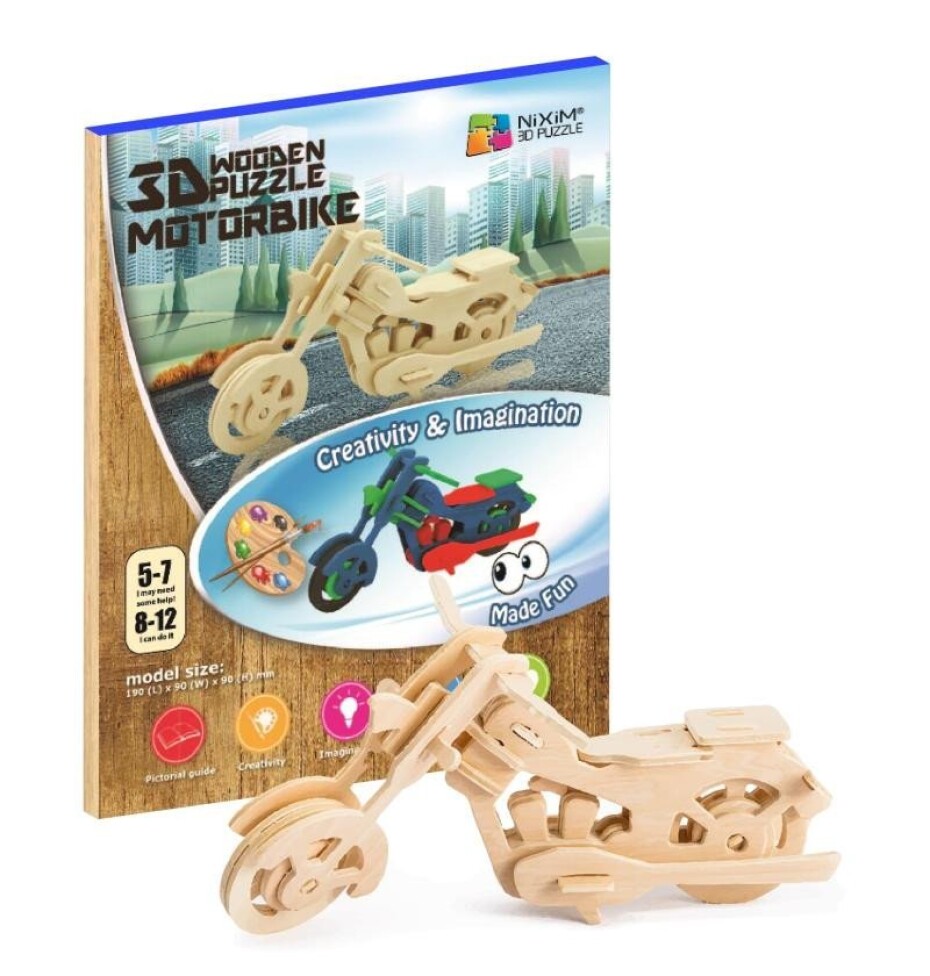NiXiM Dřevěné 3D puzzle - Motorka - main (0)