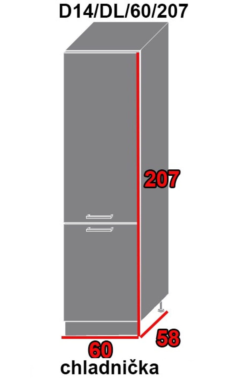 ArtExt Kuchyňská skříň Napoli D14 / DL / 60/207 POVRCHOVÁ ÚPRAVA DVÍŘEK: LESK, BAREVNÉ PROVEDENÍ KORPUSU: BÍLÁ - main (1)