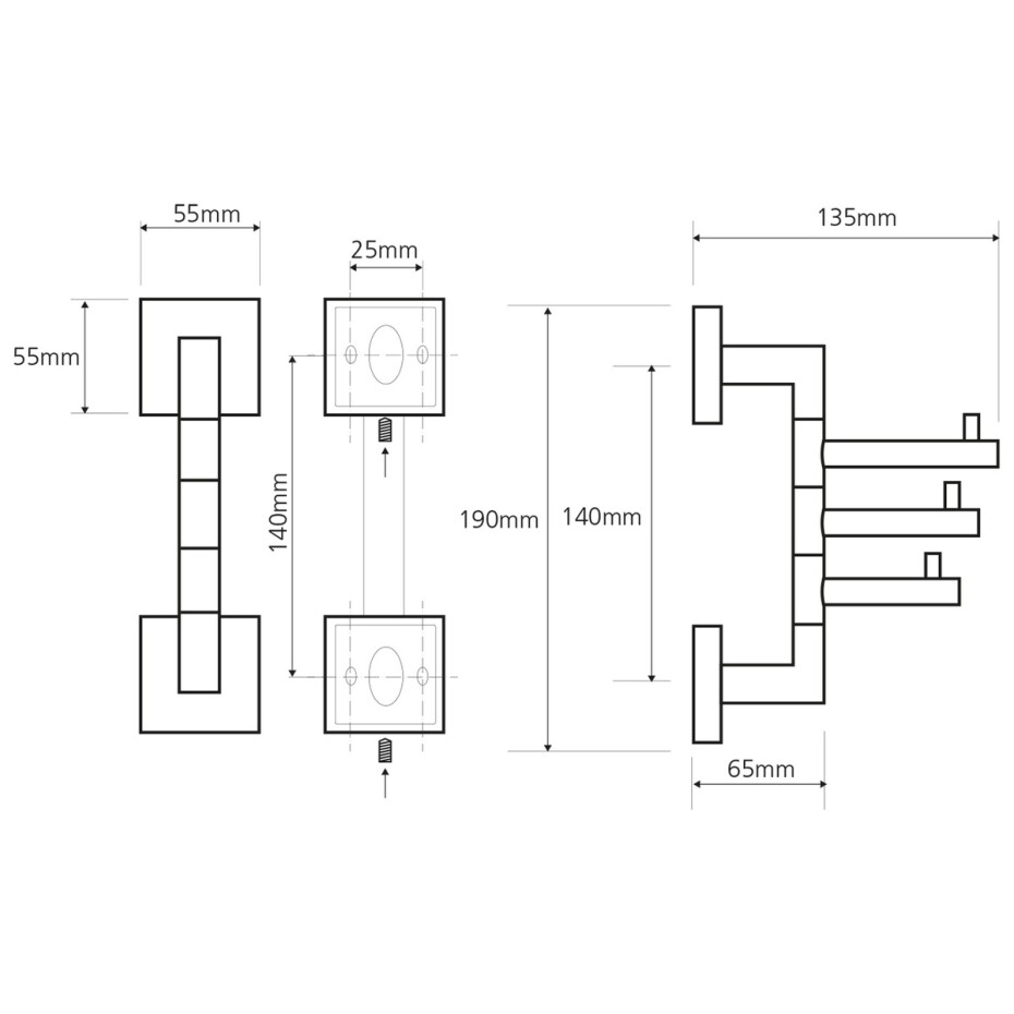 SAPHO XQ204 X-Square trojháček otočný, chrom - main (1)