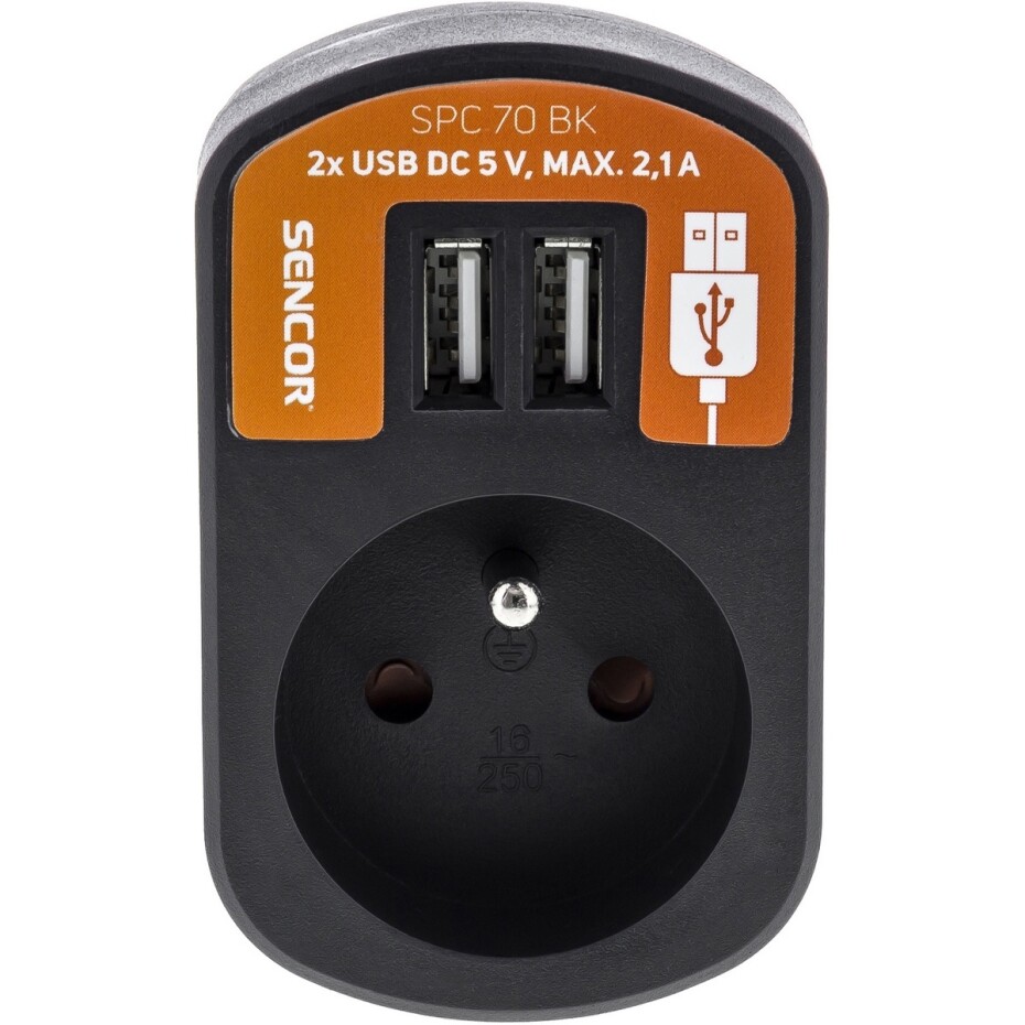 Retlux RPC 70 BK Zásuvka černá, 2x Sencor USB - main (0)