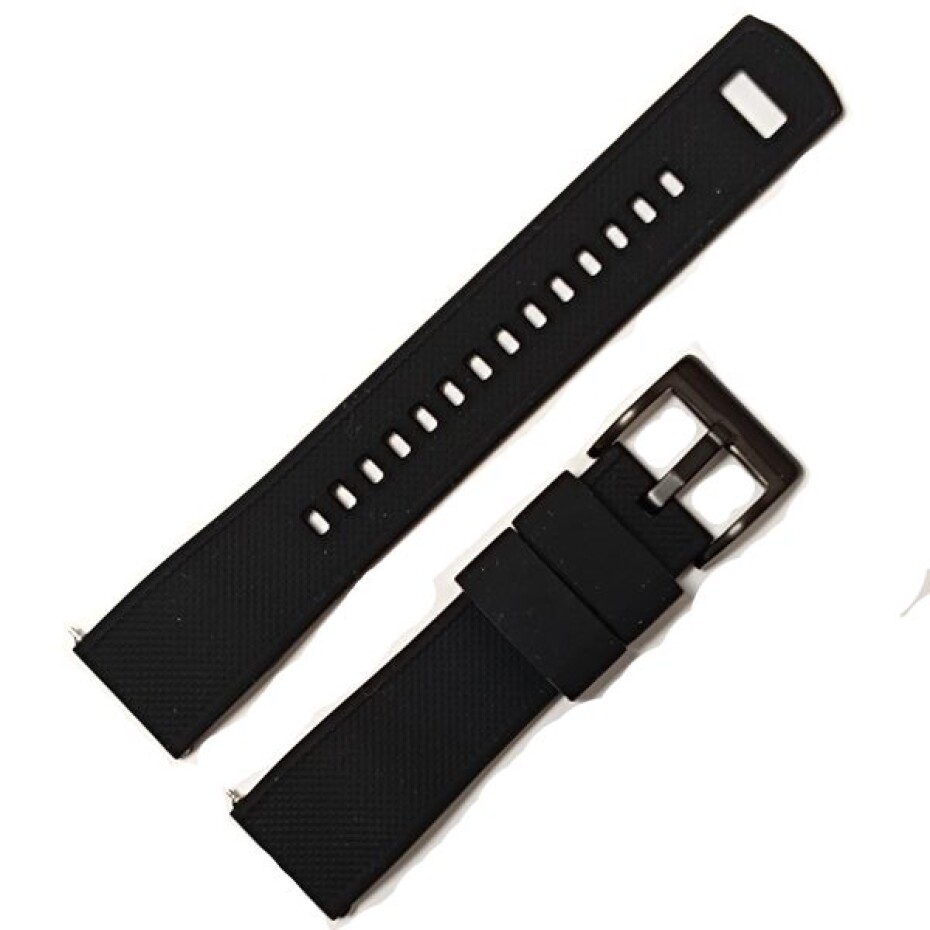 Silikonový řemínek, černý s černou sponou - 22 mm - main (0)