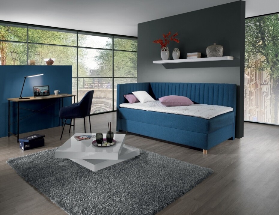 New Design Čalouněná postel NOVO s čely | levá s topperem Extra Rozměr: 90 x 200 cm - main (0)