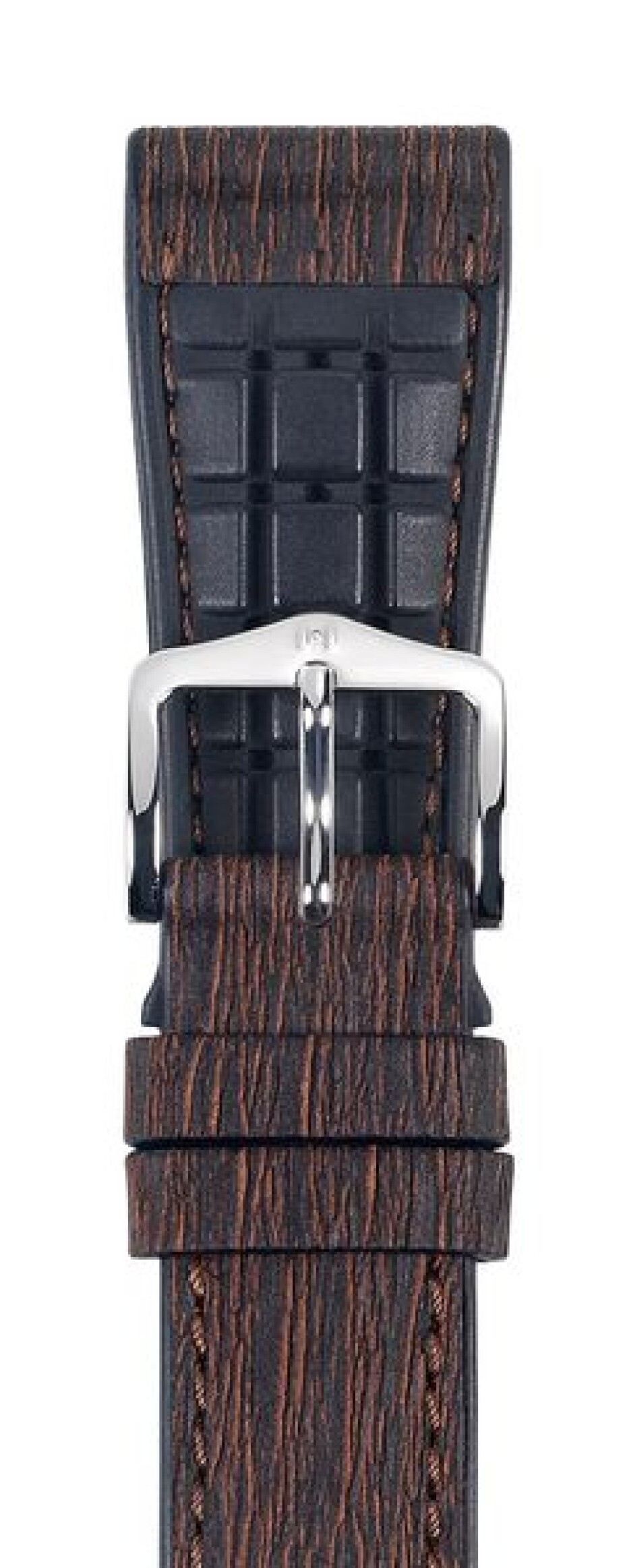 Řemínek Hirsch Bark - hnědý - 22 mm - L – Standardní délka (doporučujeme) - 18 mm - Stříbrná - main (1)