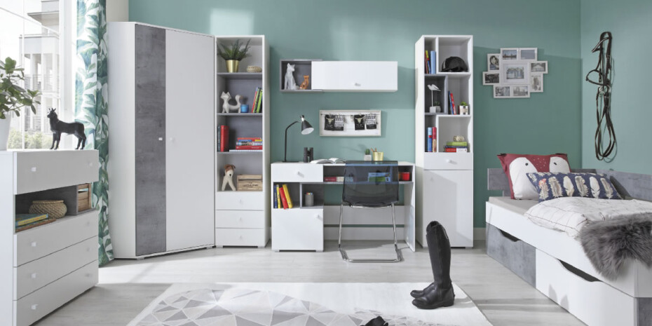 Meblar Šatní skříň SIGMA SI3 L/P Barva: beton/bílá/dub - main (7)