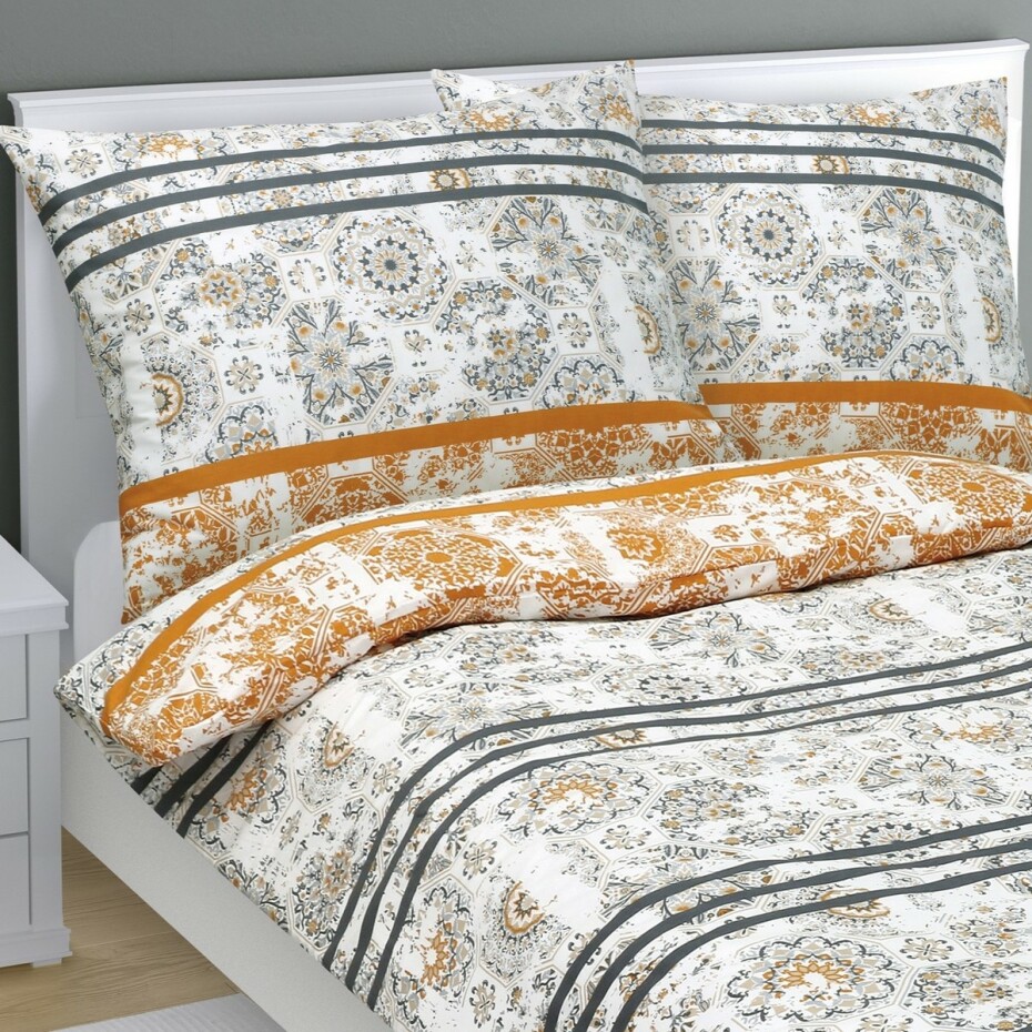 Bellatex Bavlněné povlečení Retro šedooranžová, 140 x 200 cm, 70 x 90 cm - main (1)
