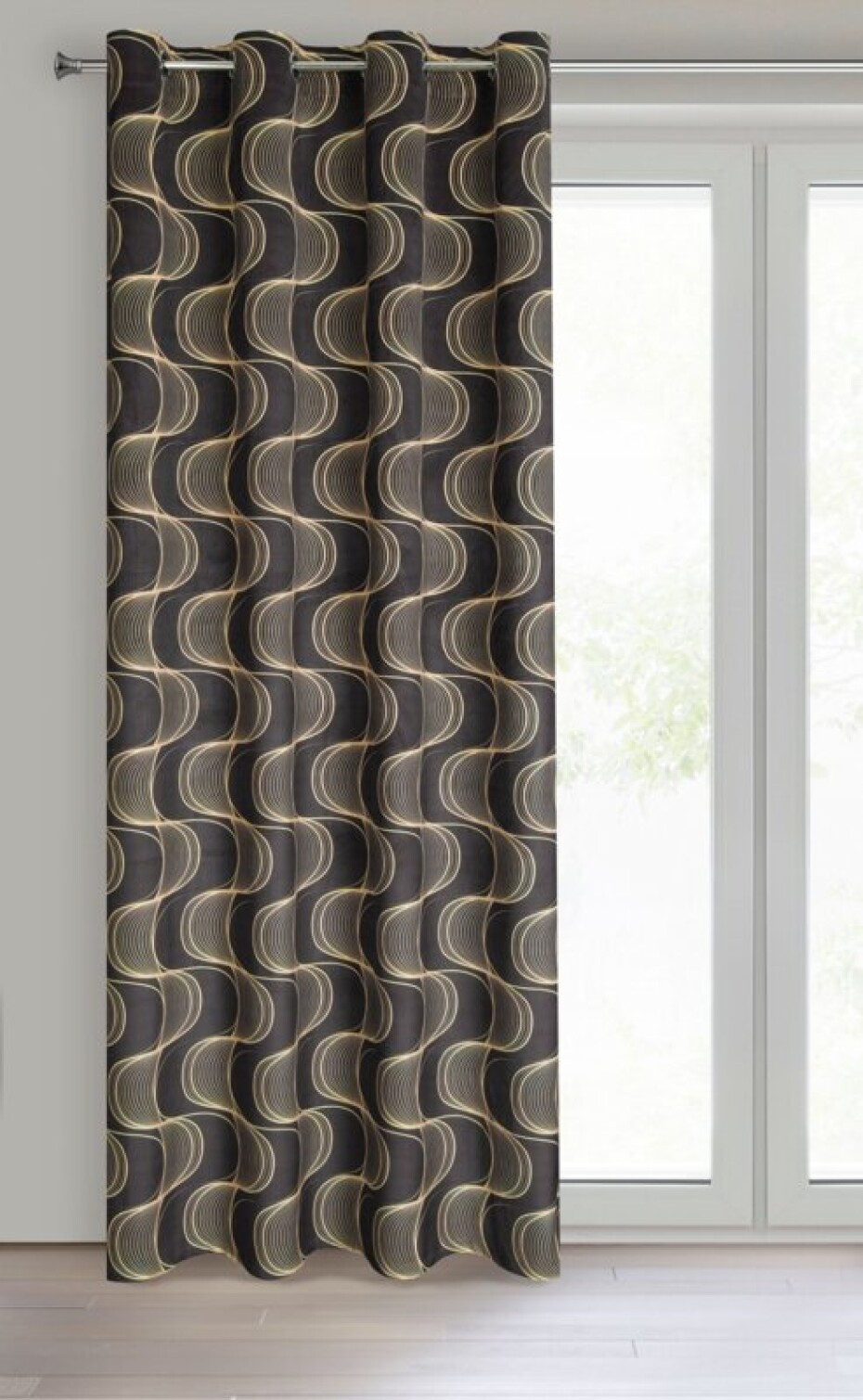 ArtFir Závěs FIELD K | černá/oranžová 140 x 250 cm - main (1)
