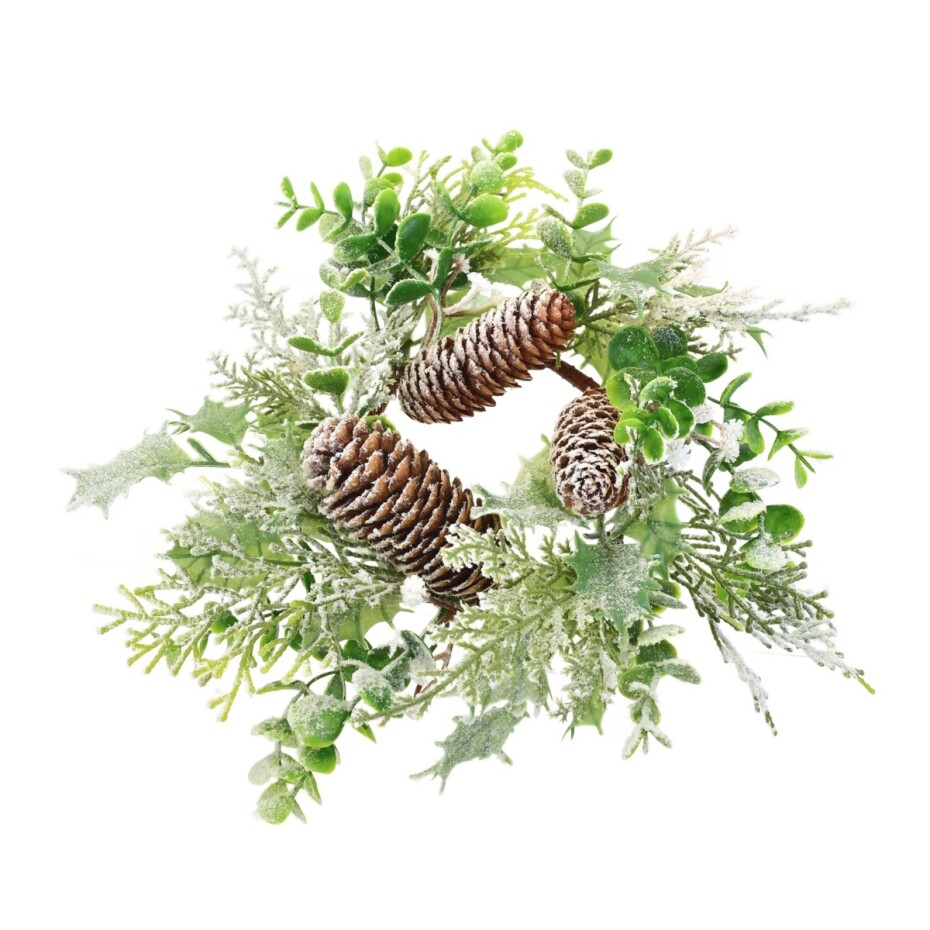 Vánoční zdobený věneček s jinovatkou, 30 cm - main (1)