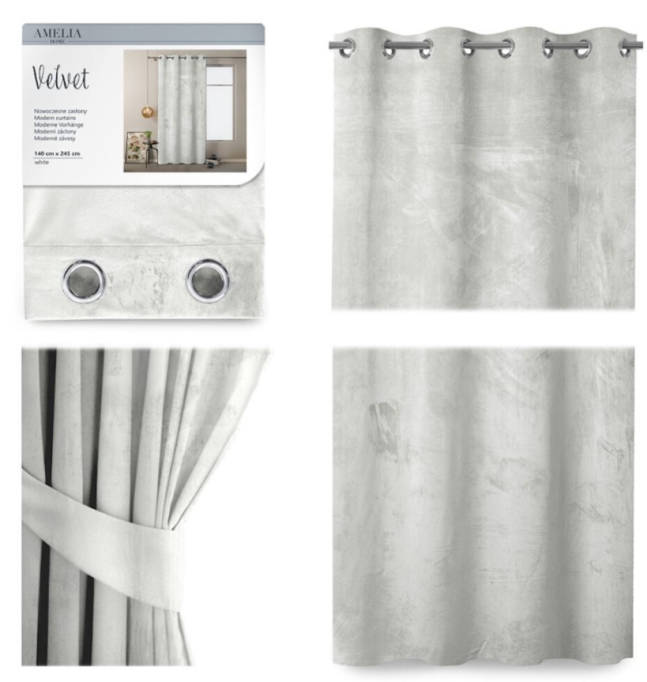 ArtFlhf Stínicí závěs VELVET Eyelets K | 140 x 245 cm Barva: Bílá - main (7)