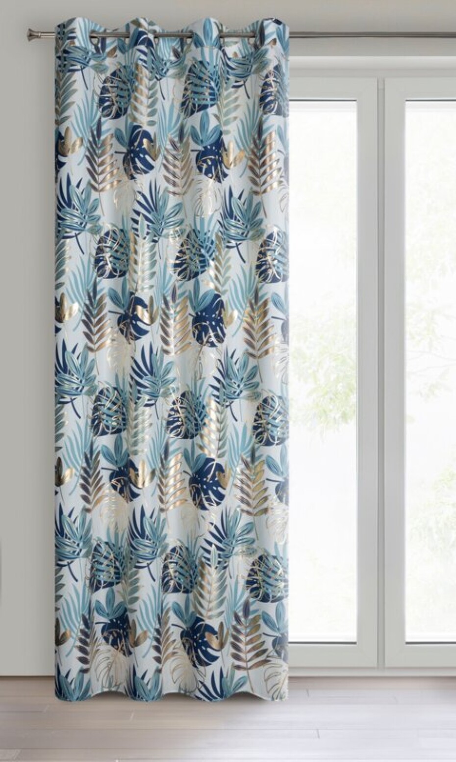 ArtFir Závěs MALTA K | modré listy 140 x 250 cm - main (2)