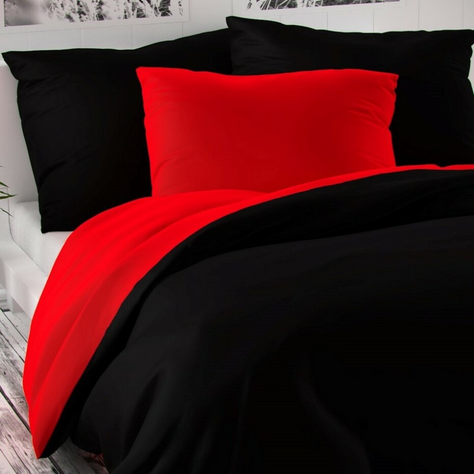 Kvalitex Saténové povlečení Luxury Collection červená / černá, 140 x 200 cm, 70 x 90 cm - main (0)