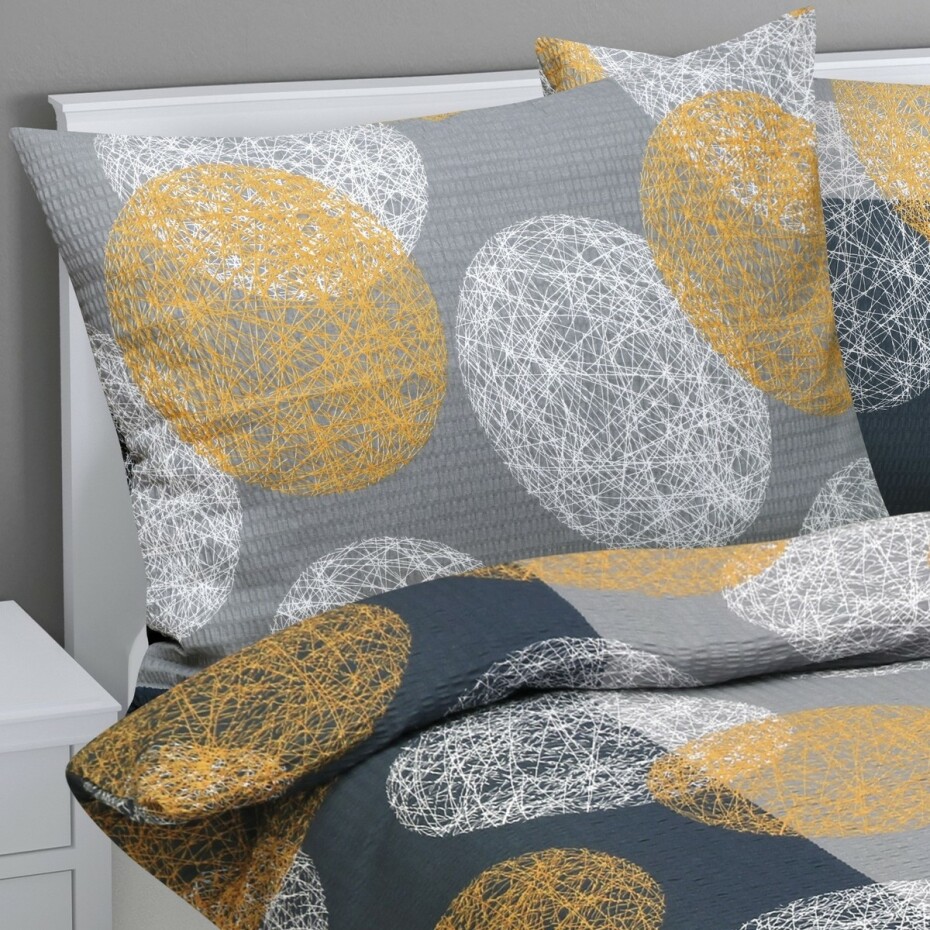Bellatex Krepové povlečení Koule šedooranžová, 140 x 220 cm, 70 x 90 cm - main (2)