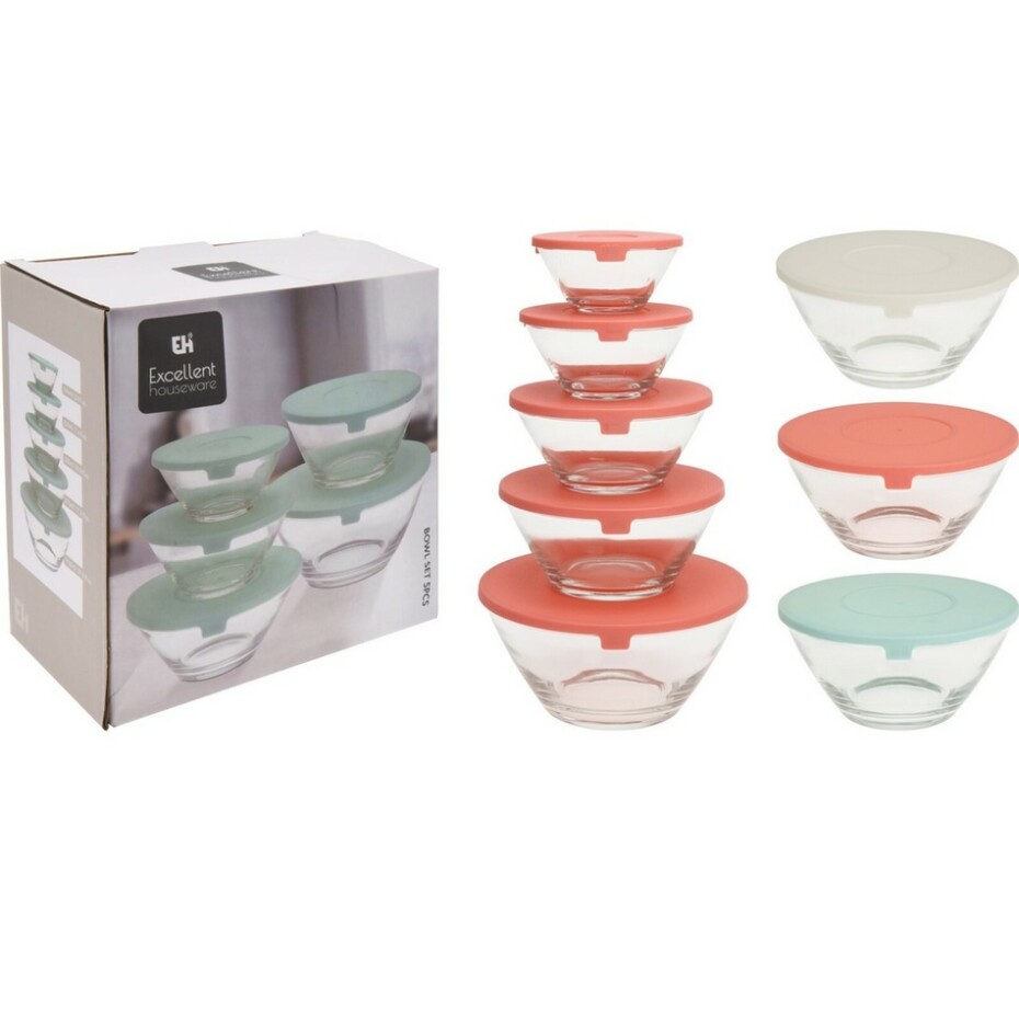 Sada skleněných misek s víčkem, 5 ks, multicolor - main (1)