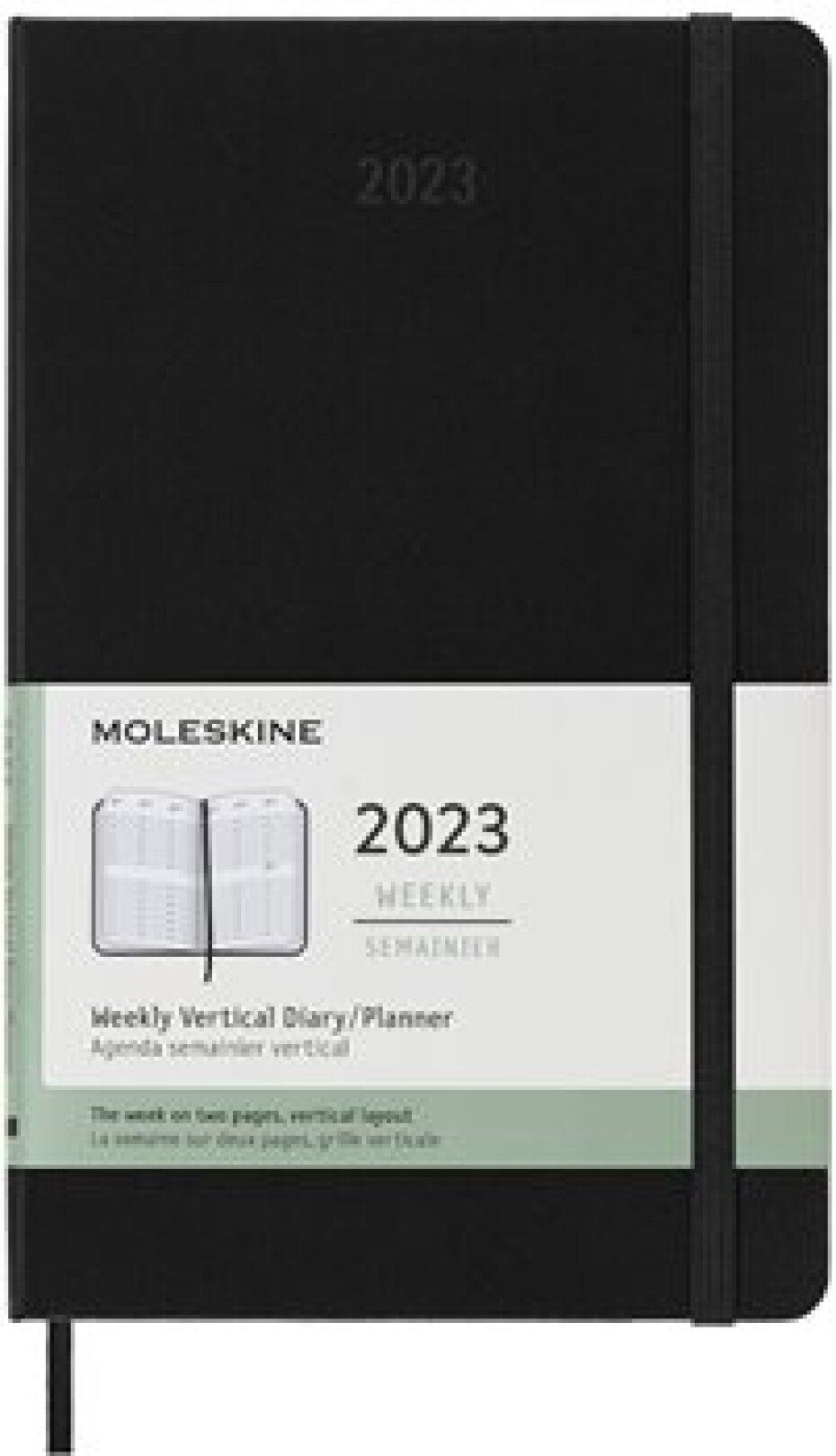 Vertikální týdenní diář Moleskine 2023 tvrdý černý L - main (0)