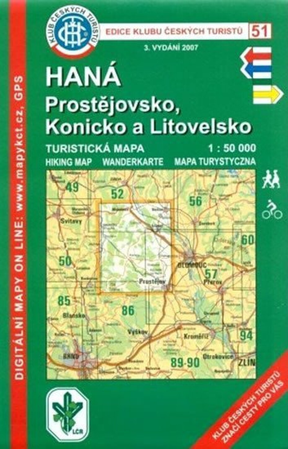 Haná Prostějovsko, Konicko /KČT 51 1:50T Turistická mapa - main (0)