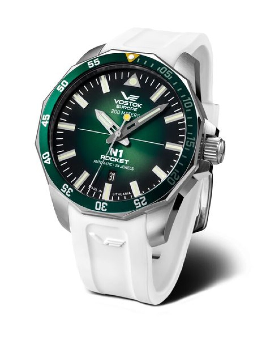 Vostok Europe N-1 Rocket Automatic Line NH35-225A710S - Zelený silikonový řemínek - main (3)