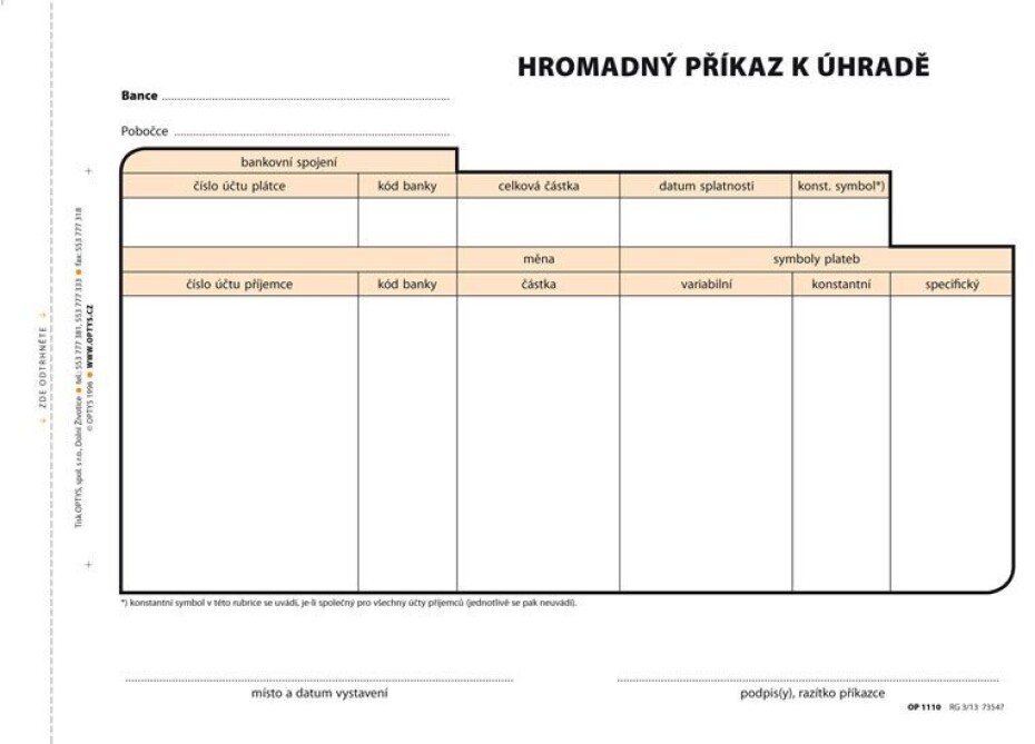 Příkaz k úhradě hromadný, A5, 100 listů, NCR - main (0)