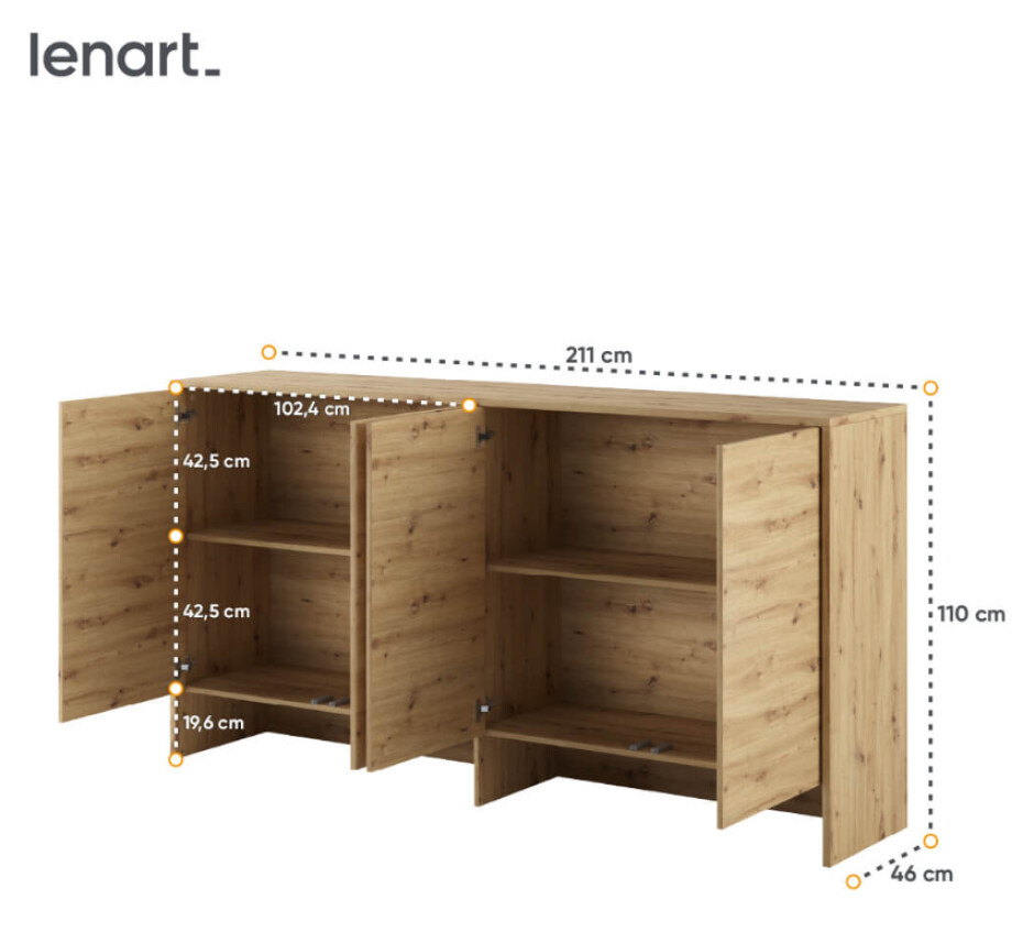 Dig-net nábytek Nástavec pro sklápěcí postel Lenart BED CONCEPT BC-11 Barva: Dub artisan - main (13)