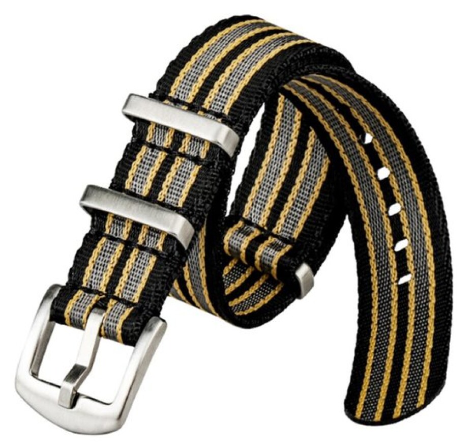Řemínek NATO Sports proužky černá-žlutá-šedá - 20 mm - main (0)