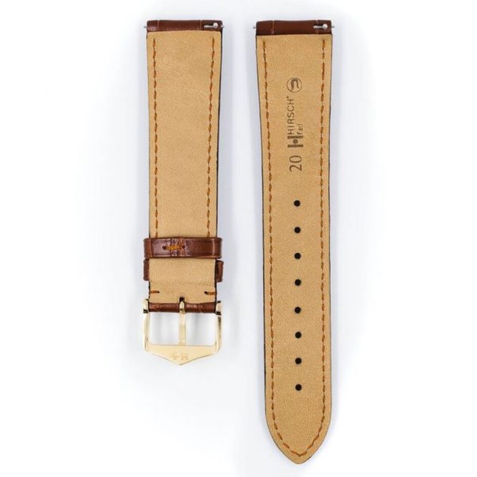 Řemínek Hirsch Earl Alligator - zlatohnědý, mat - 24 mm - L – Standardní délka (doporučujeme) - 22 mm - Stříbrná - main (3)