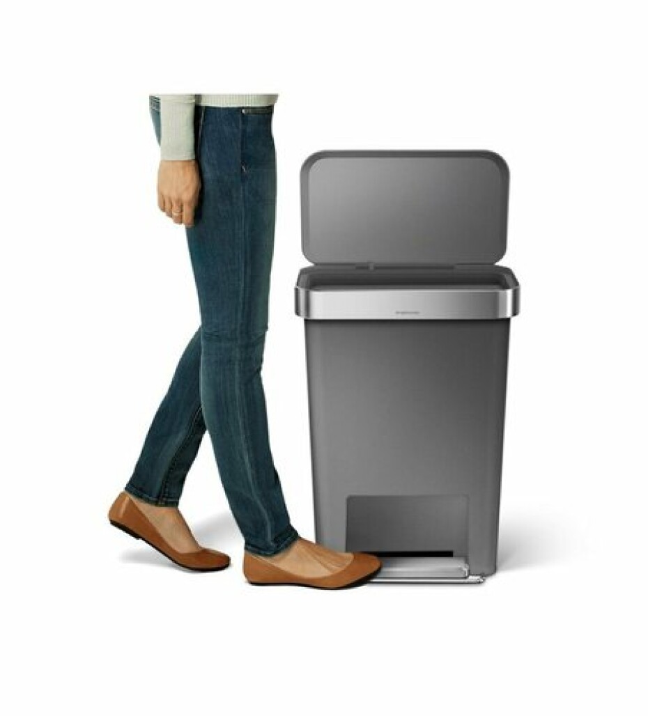 Pedálový odpadkový koš Simplehuman – 45 l, kapsa na sáčky, obdélníkový, šedý plast / nerez - main (1)