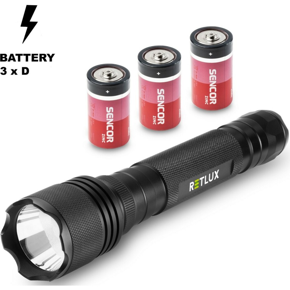 Retlux RPL 114 Ruční LED svítilna na D baterie, dosvit 100 m, výdrž 168 h - main (0)