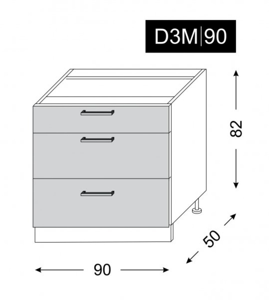 ArtExt Kuchyňská skříňka spodní BONN | D3A 90 Barva korpusu: Dub artisan - main (26)