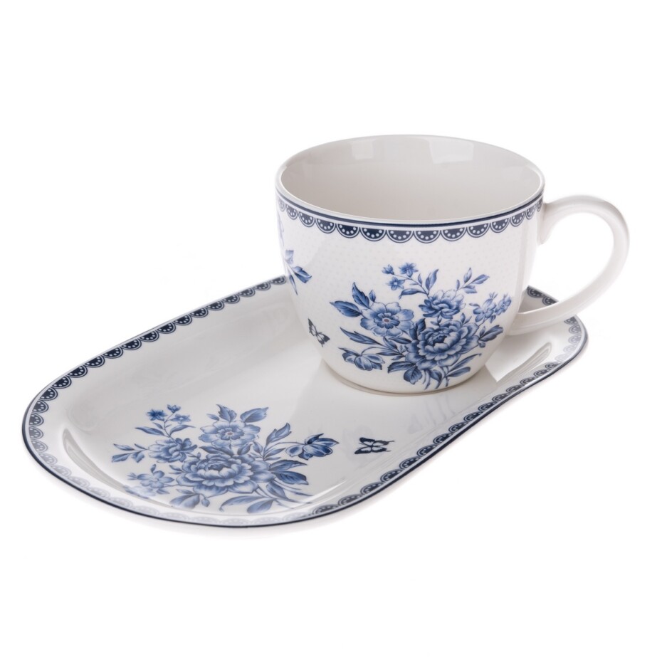 Porcelánový hrnek s podnosem Blue Rose, 445 ml - main (0)