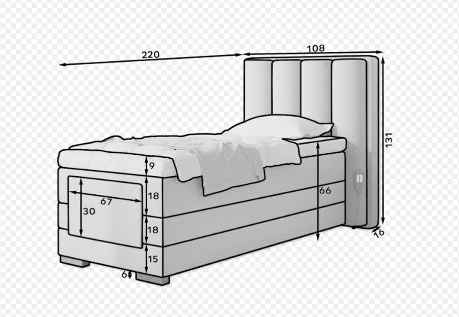 Artelta Manželská postel VEROS Boxspring | elektrická polohovatelná 90 x 200 cm Barva: Lukso 40 - main (14)