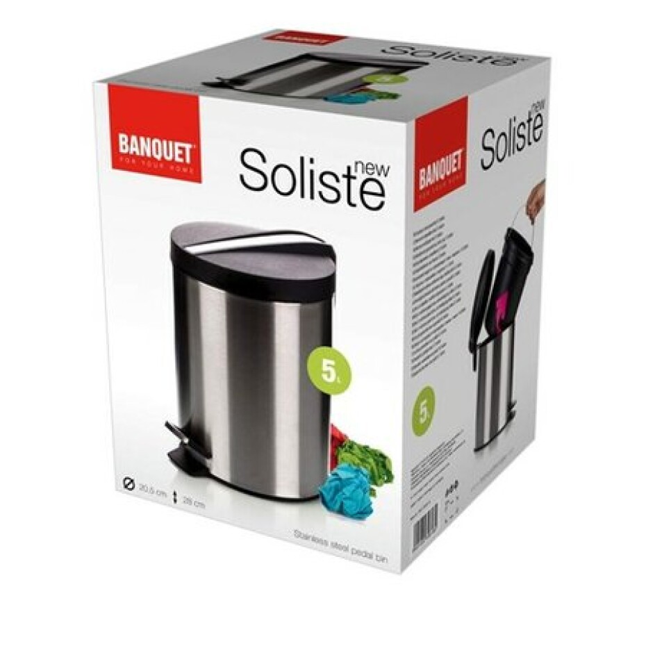 BANQUET Soliste New Nerezový nášlapný koš 5 l - main (1)