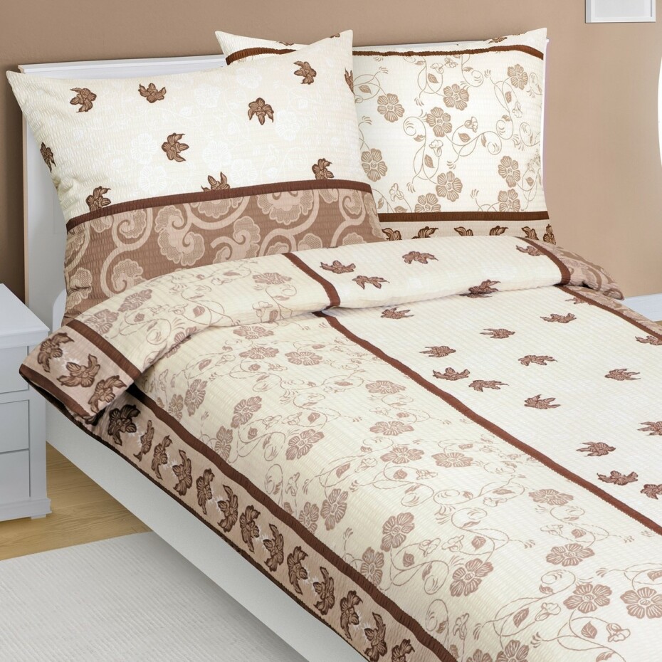 Bellatex Krepové povlečení List hnědá, 140 x 200 cm, 70 x 90 cm - main (1)