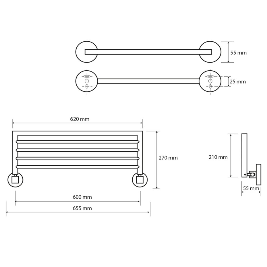 SAPHO XR420 X-Round polička na ručníky výklopná 65 cm, stříbrná - main (2)