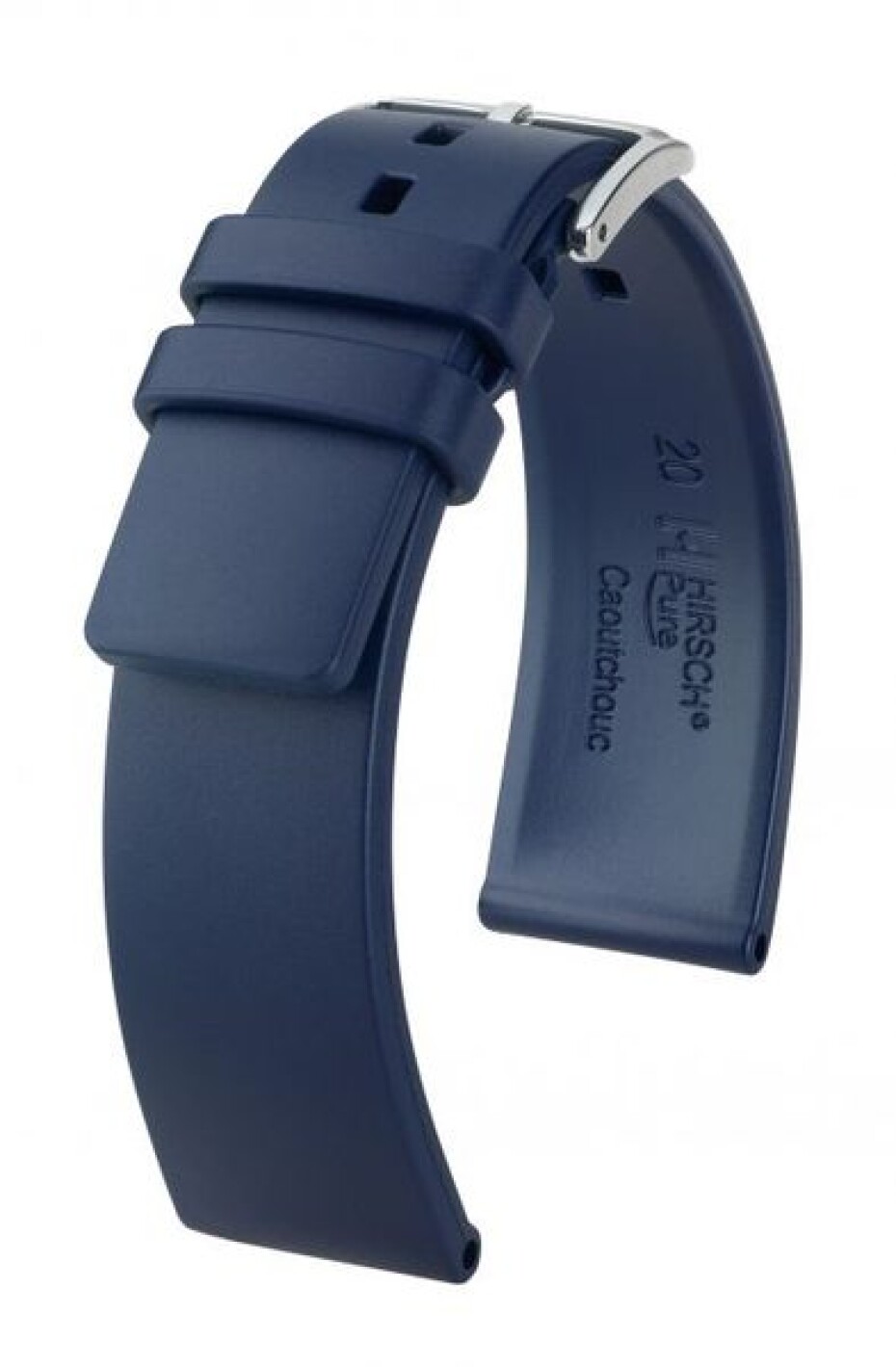 Řemínek Hirsch Pure - modrý - 20 mm - L – Standardní délka (doporučujeme) - 18 mm - Stříbrná - main (0)