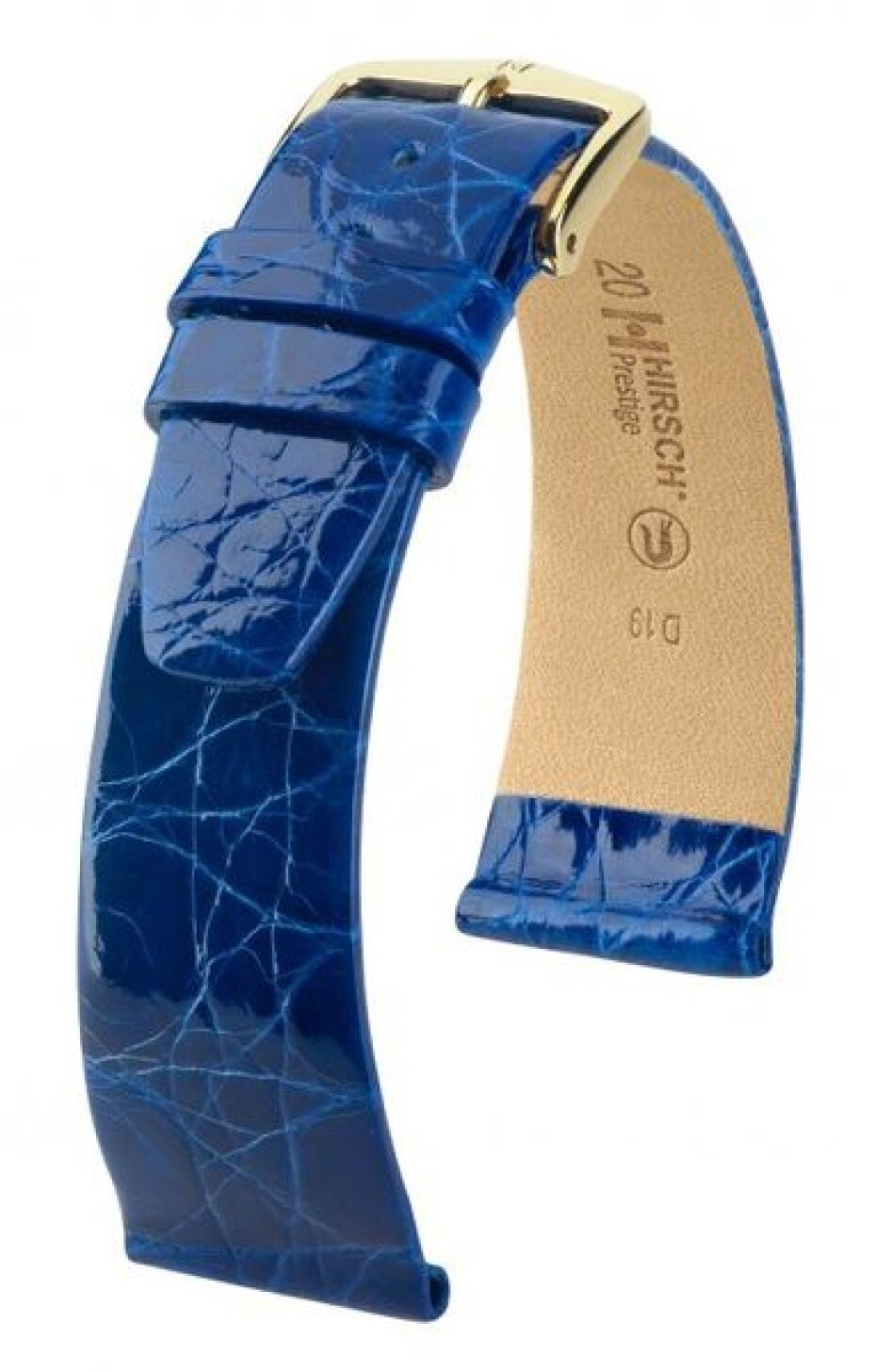 Řemínek Hirsch Prestige Crocodile - královská modrá - 16 mm - L – Standardní délka (doporučujeme) - 14 mm - Zlatá - main (0)