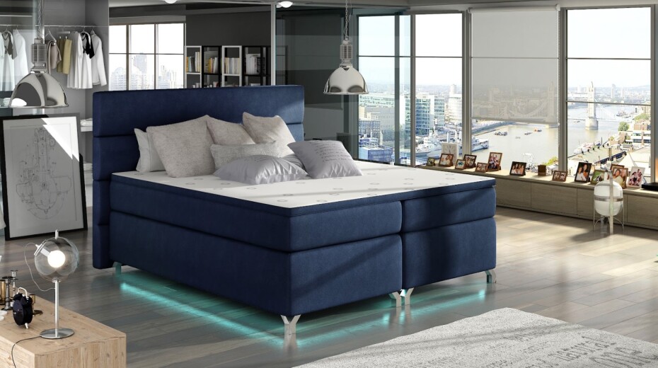 Artelta Manželská postel AMADEO Boxspring s LED osvětlením | 140 x 200 cm Barva: BAO 04 - Sawana 05 (šedá) - main (5)