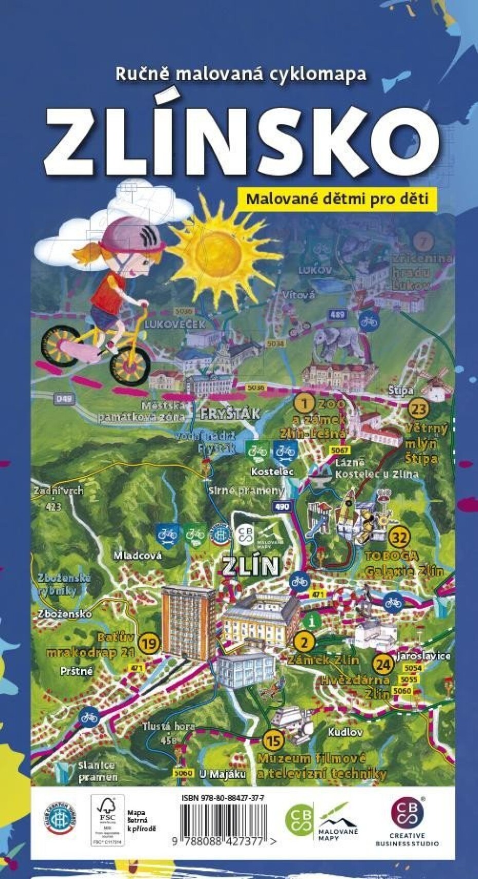 Zlínsko dětem - Ručně malovaná cyklomapa - main (0)