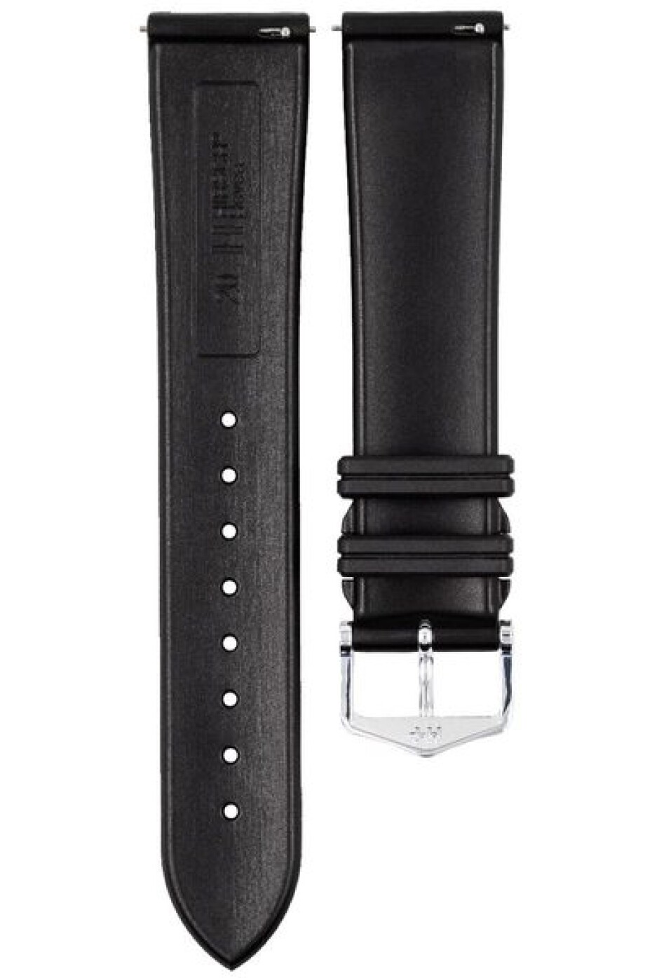 Řemínek Hirsch Hevea - černý - 22 mm - L – Standardní délka (doporučujeme) - 20 mm - Stříbrná - main (2)