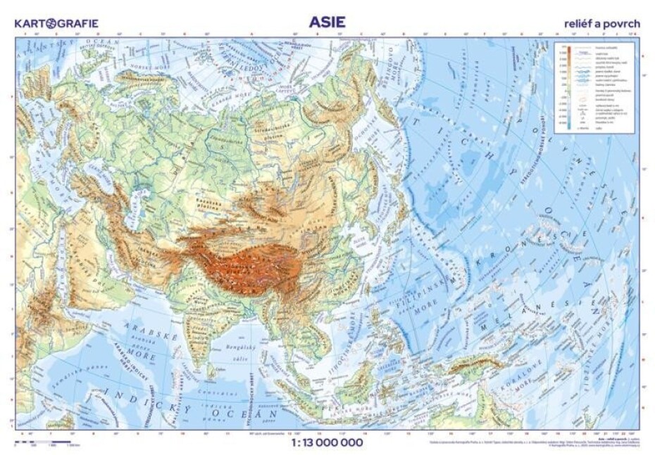 Asie - reliéf a povrch, školní nástěnná 1:13 000 000 - main (0)