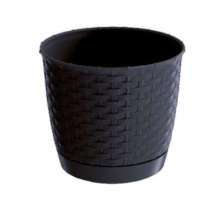 PROSPERPLAST - RATOLLA ROUND KVĚTINÁČ ANTRACIT s miskou 22 cm - main (0)