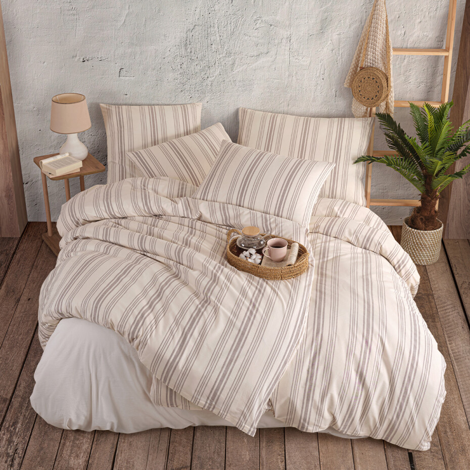 4Home Bavlněné povlečení Stripes taupe, 140 x 200 cm, 70 x 90 cm - main (0)