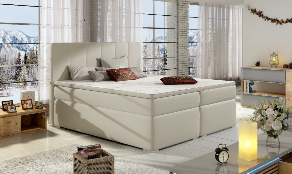 Artelta Manželská postel BOLERO Boxspring | 140 x 200 cm Bolero barva: Sawana 05, Bolero rozměr: 140x200 cm - main (1)