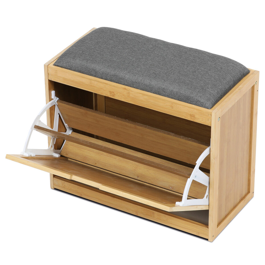 Autronic DR-N1014 GREY2 Botník s taburetem, 60 x 51 x 29 cm - main (2)