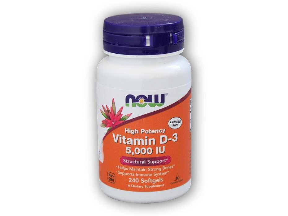 NOW Foods Vitamin D3 5000IU 240 softgel kapslí - main (0)