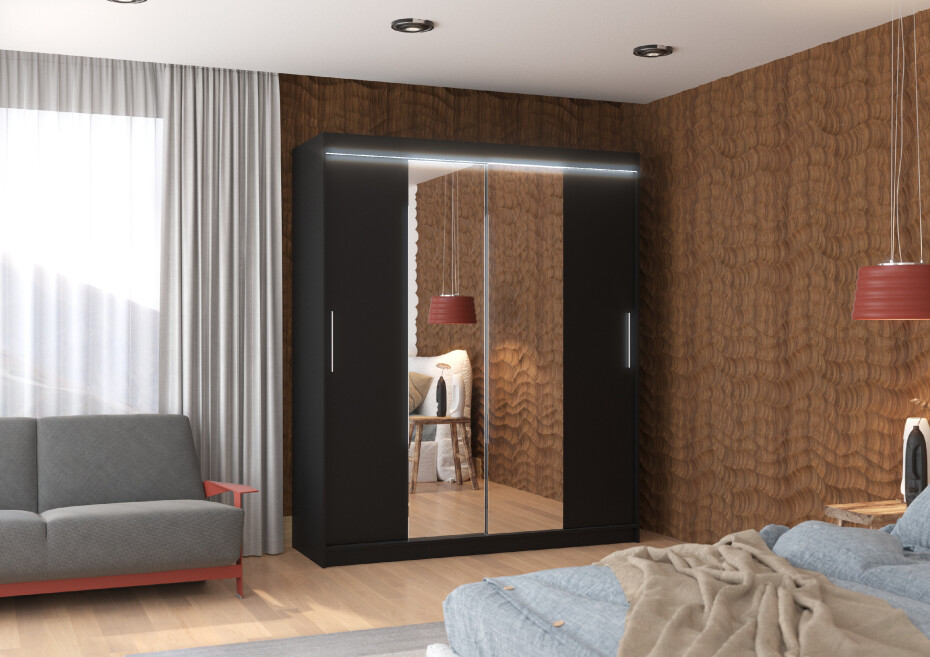 ArtAdrk Šatní skříň DALLAS | 180 cm Skříň: Dal03/černá - main (7)