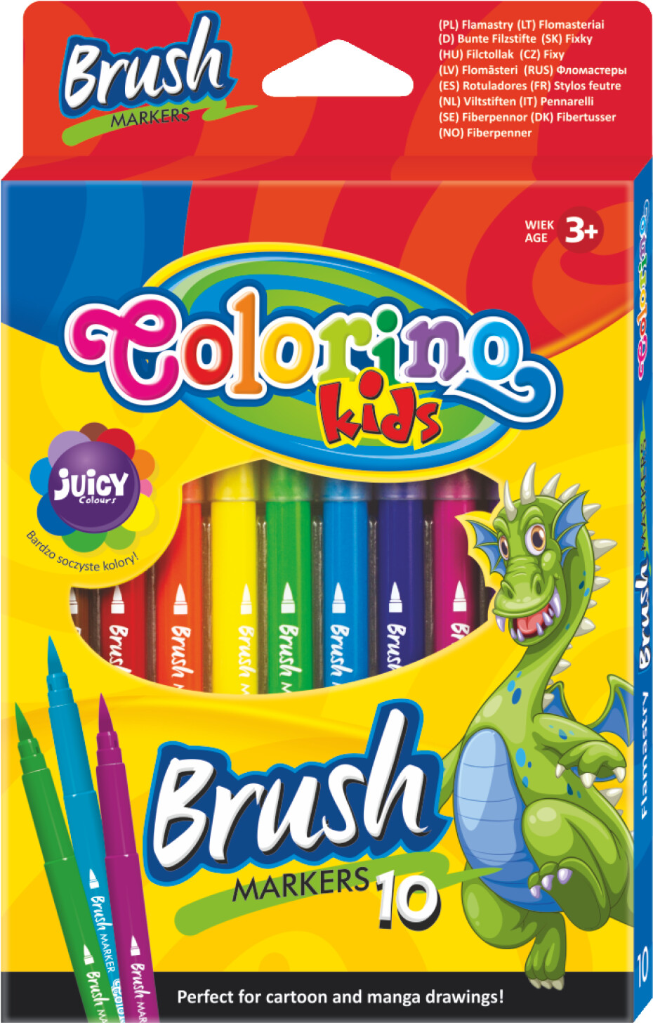 Colorino fixy Brush, dlouhý štětcový hrot, 10 barev - main (0)