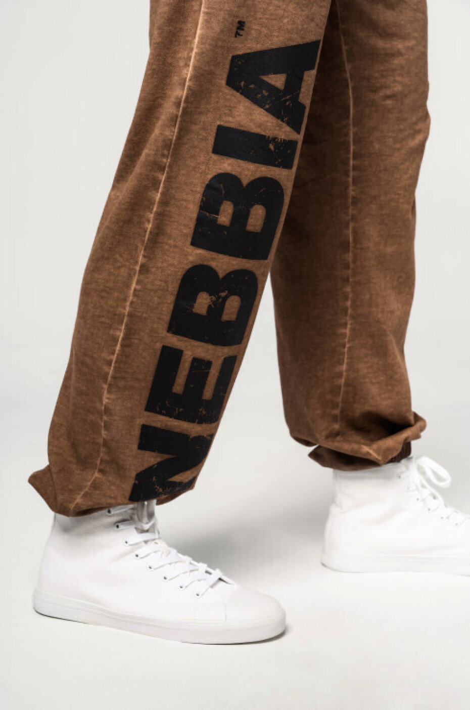 Pánské tepláky Nebbia  Washed-off Gym Sweatpants Baggy Style GYM BRO Ligth Brown L - main (1)