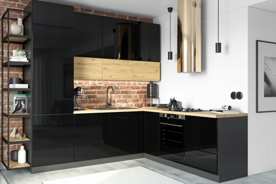 ArtExt Kuchyňská skříňka horní rohová vysoká FLORENCE lesk | W4 10 60 Barva korpusu: Grey - main (9)