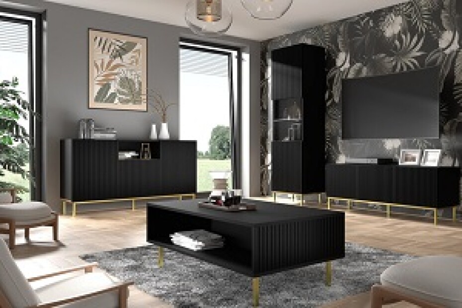 ARTBm Vitrína RAVENNA B 1DS 60 | černá matná Provedení: Černý mat / černá podnož - main (4)