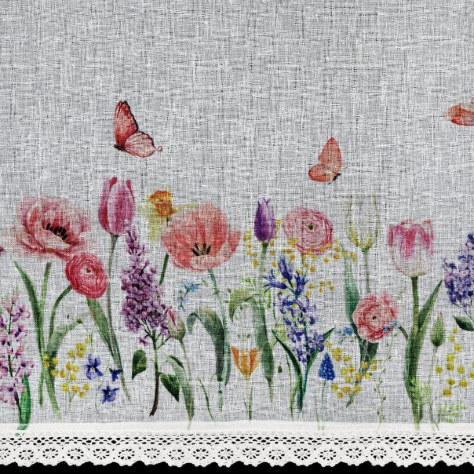 ArtFir Krátká záclona BELLA P | bílá/růžová 150 x 30 cm - main (2)