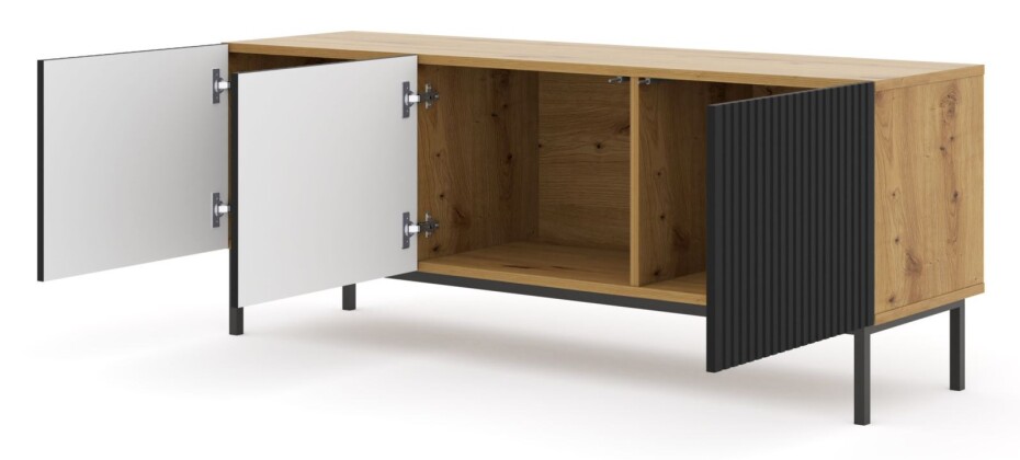 ARTBm Komoda RAVENNA B 3D3S 200 | dub artisan / černá matná Provedení: Dub artisan / černý mat / zlaté nohy - main (8)