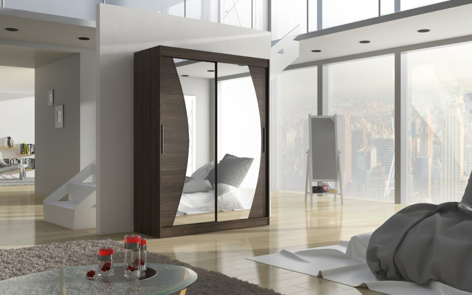 ArtAdrk Šatní skříň MODESTO | 150 cm Barva: Čokoládová - main (0)